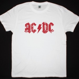 AC DC DISTRESSED LOGO AC/DC NEW WHITE T-SHIRT