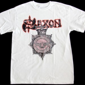 SAXON STRONG ARM OF THE LAW '80 NEW WHITE T-SHIRT