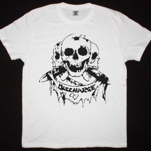 DISCHARGE SKULLS NEW WHITE T SHIRT