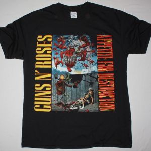 GUNS N ROSES APPETITE FOR DESTRUCTION '87 NEW BLACK RARE T-SHIRT