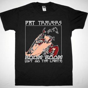 PAT TRAVERS BOOM BOOM OUT GO THE LIGHTS NEW BLACK T SHIRT
