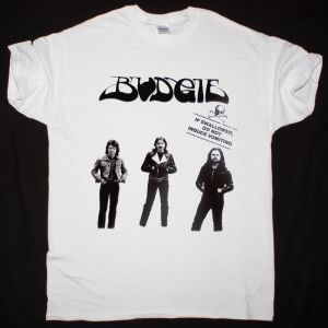 BUDGIE IF SWALLOWED DO NOT INDUCE VOMITING 1980 EP NEW WHITE T-SHIRT