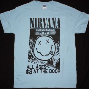 NIRVANA CONCERT 1990 TEE NEW LIGHT BLUE T-SHIRT