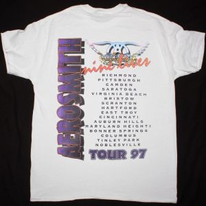 AEROSMITH NINE LIVES TOUR 1997 NEW WHITE TSHIRT