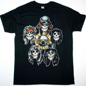 GUNS N ROSES VINTAGE SKULLS NEW BLACK T-SHIRT