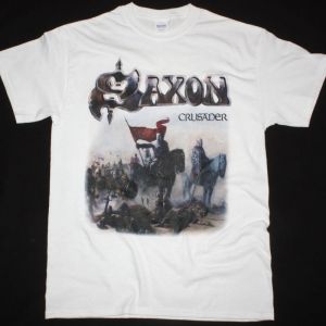 SAXON CRUSADER NEW WHITE T SHIRT