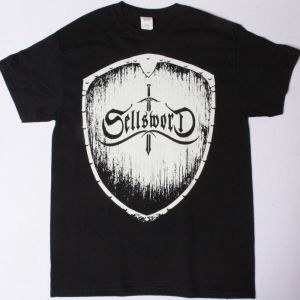 SELLSWORD SILVER SCHIELD NEW BLACK T-SHIRT