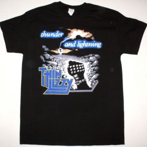 THIN LIZZY THUNDER AND LIGHTNING NEW BLACK T-SHIRT
