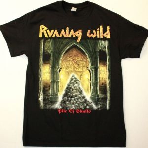 RUNNING WILD PILE OF SKULLS NEW BLACK T SHIRT