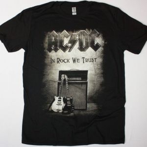 AC DC IN ROCK WE TRUST AC/DC NEW BLACK T-SHIRT