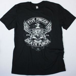 FIVE FINGER DEATH PUNCH HOWE EAGLE CREST LOGO NEW BLACK T-SHIRT