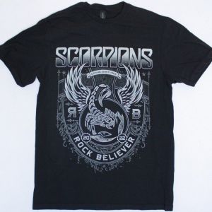 SCORPIONS ROCK BELIEVER ORNAMENTS NEW BLACK T-SHIRT