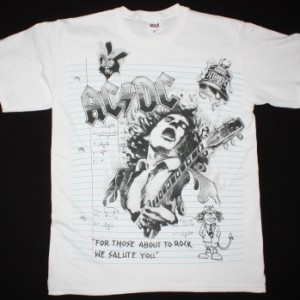 AC DC NOTEBOOK AC/DC NEW WHITE T-SHIRT