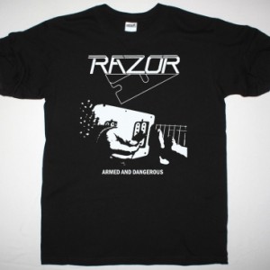 RAZOR ARMED AND DANGEROUS 1984 NEW BLACK T SHIRT