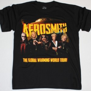 AEROSMITH BAND THE GLOBAL WARMING TOUR 2014 NEW BLACK TSHIRT