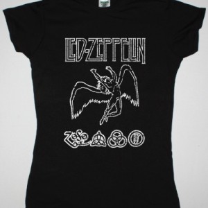 LED ZEPPELIN SWAN LOGOSHIRT DISTRESSED NEW BLACK LADY T-SHIRT