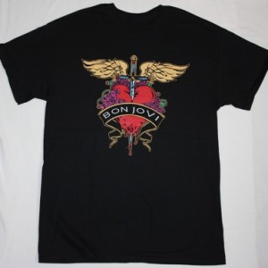 BON JOVI HEART LOGO HEART NEW BLACK T-SHIRT