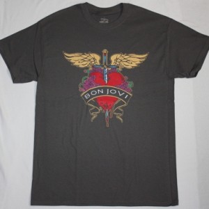 BON JOVI HEART LOGO HEART NEW GREY T-SHIRT
