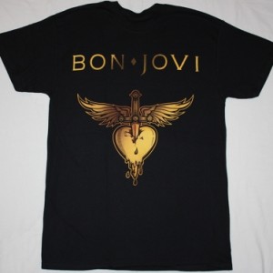 BON JOVI GREATEST HITS LOGO HEART NEW BLACK T-SHIRT