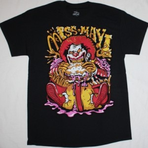 MISS MAY I CLOWN MAD RONALD SLIM BURGER  NEW BLACK T-SHIRT
