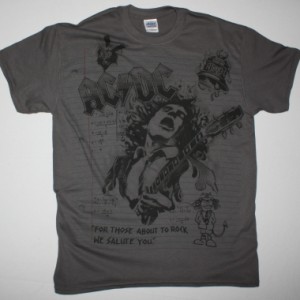 AC DC NOTEBOOK AC/DC NEW GREY CHARCOAL T-SHIRT