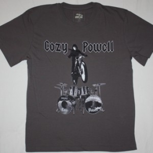 COZY POWELL MOTORCYCLE NEW GREY T-SHIRT