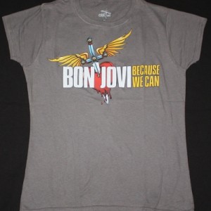 BON JOVI BECAUSE WE CAN THE TOUR EUROPE 2013 NEW GREY LADY T-SHIRT