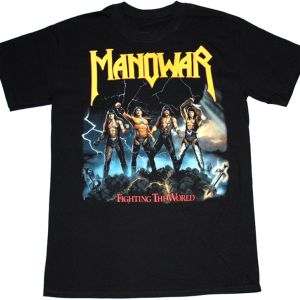 MANOWAR FIGHTING THE WORLD ’87 NEW BLACK T-SHIRT
